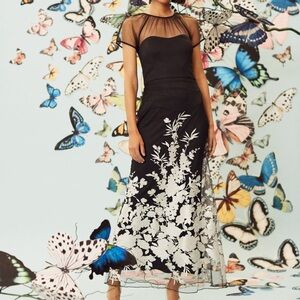 Elegant Black and White Floral Dress